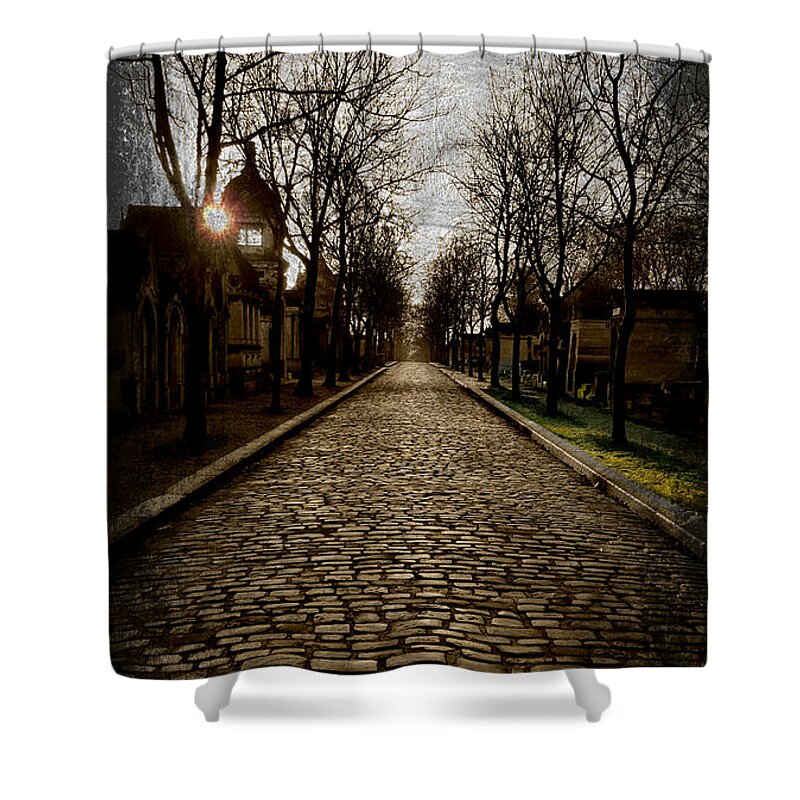 Pere Shower Curtain featuring the photograph Pere Lachaise Cemetery Road 2 by KATIE Vigil
