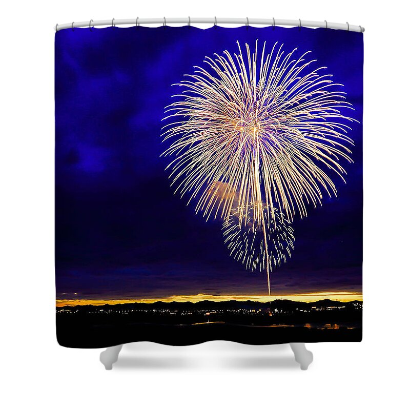 Fire Works Shower Curtain featuring the photograph Perfect Fire Works by Britten Adams