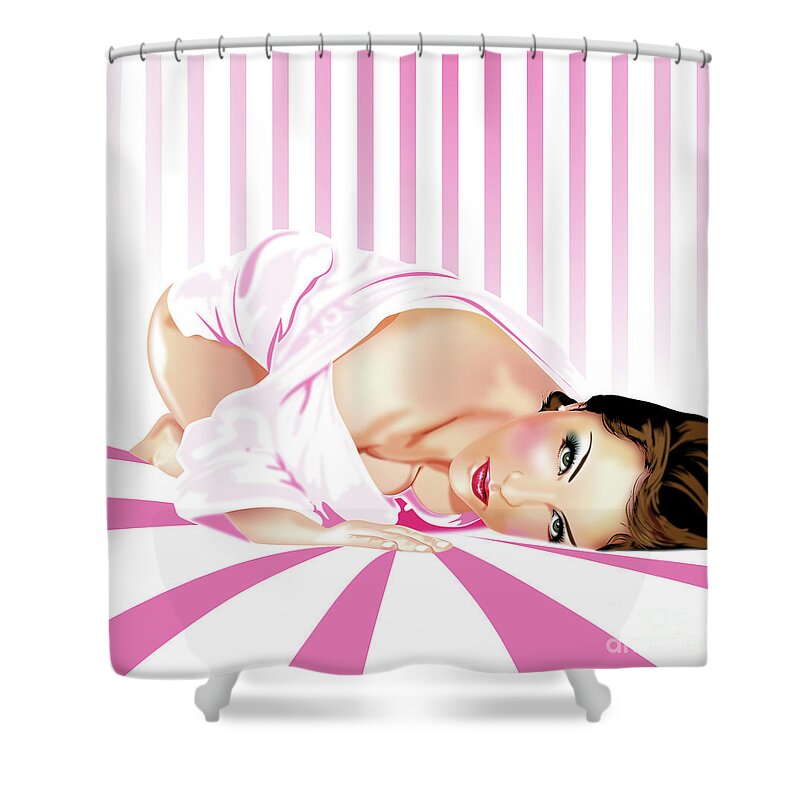 Damara Storey Shower Curtain featuring the digital art Perfect in pink by Brian Gibbs