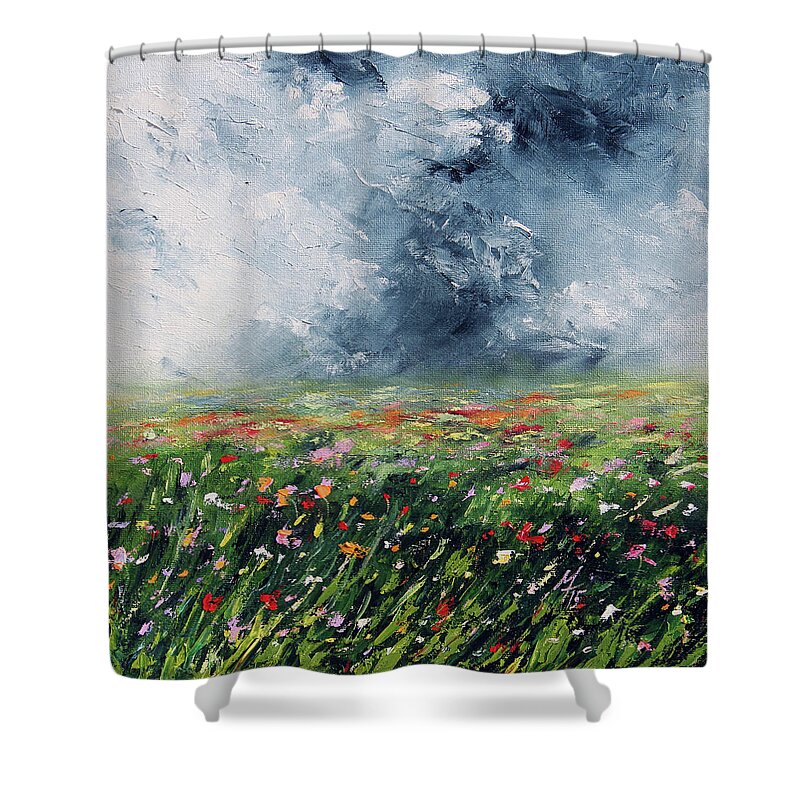 Landscape Shower Curtain featuring the painting Perfect Strength by Meaghan Troup