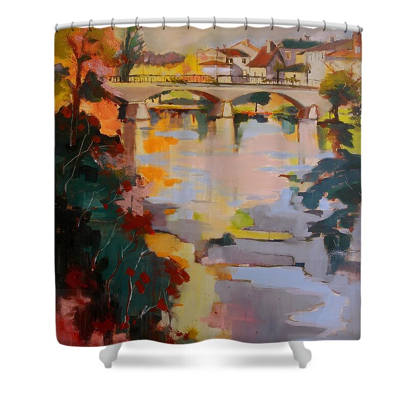Perigueux Shower Curtain featuring the painting Perigueux 2016 by Kim PARDON