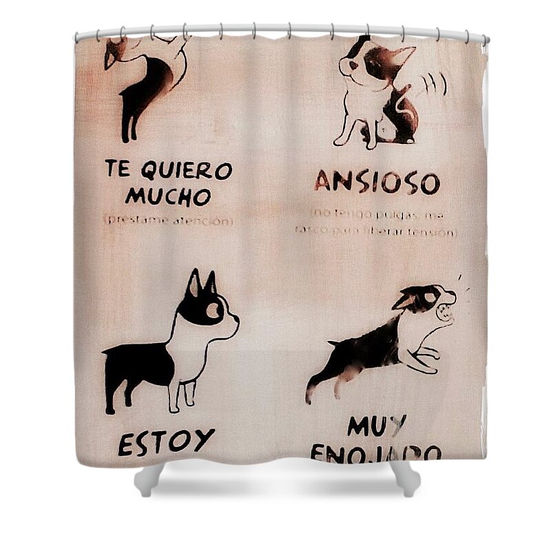 Dog Shower Curtain featuring the digital art Perrito Tres by Tg Devore