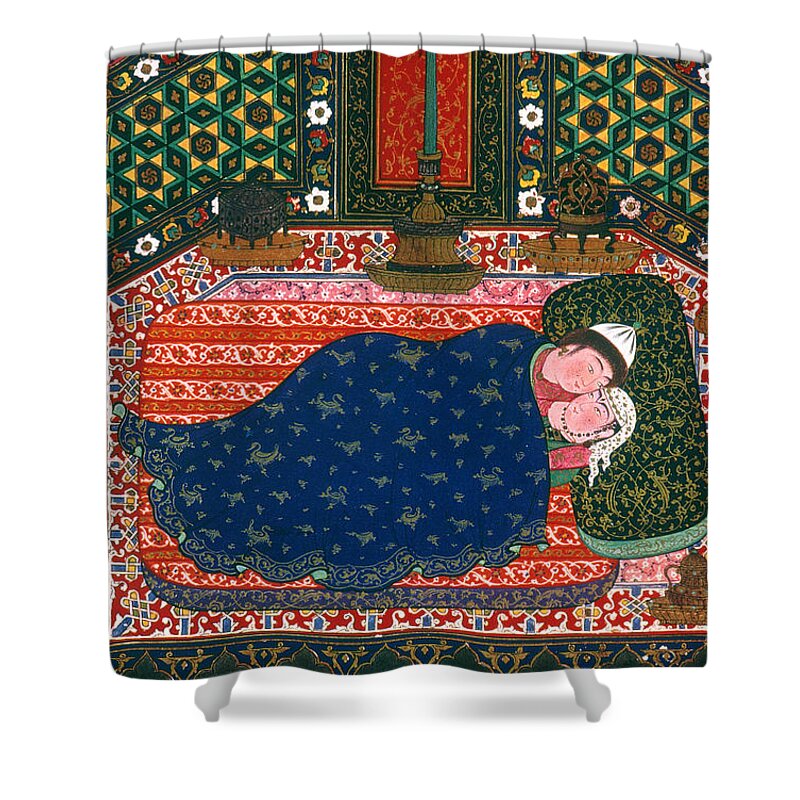 1520s Shower Curtain featuring the photograph Persia: Lovers, 1527-28 by Granger