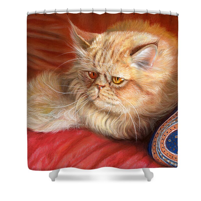 Cat Shower Curtain featuring the painting Persian cat by Svetlana Ledneva-Schukina