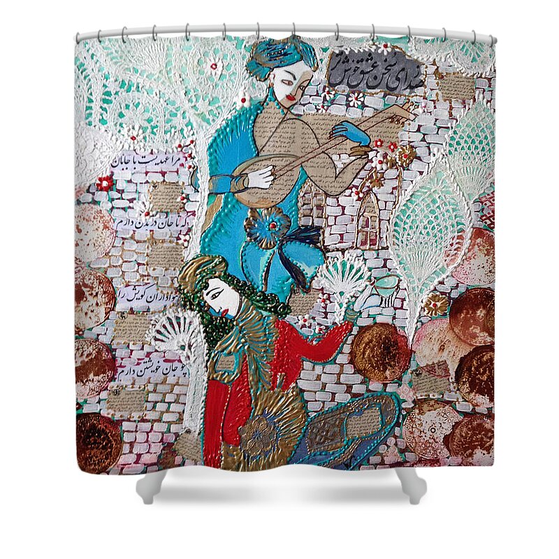 Iranian Painting Shower Curtain featuring the painting Persian painting # 1 by Sima Amid Wewetzer