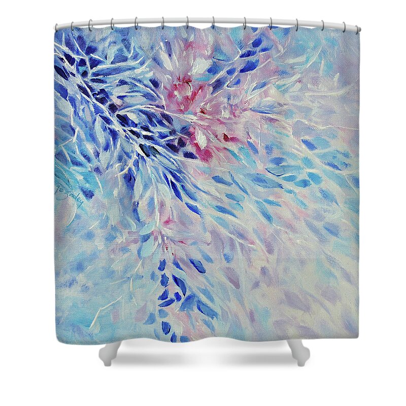 Floral Shower Curtain featuring the painting Petals and Ice by Jo Smoley