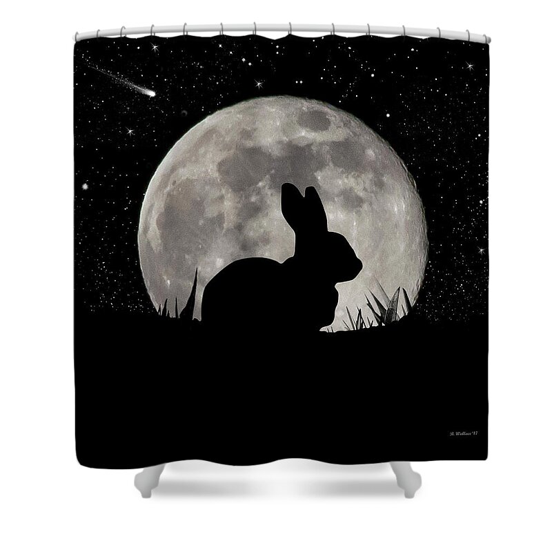 2d Shower Curtain featuring the digital art Peter Cottontail by Brian Wallace