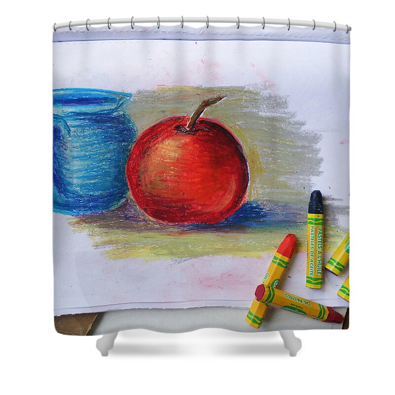 Oil Shower Curtain featuring the drawing Petit Exercice En Pastel L'huile by Ginny Schmidt