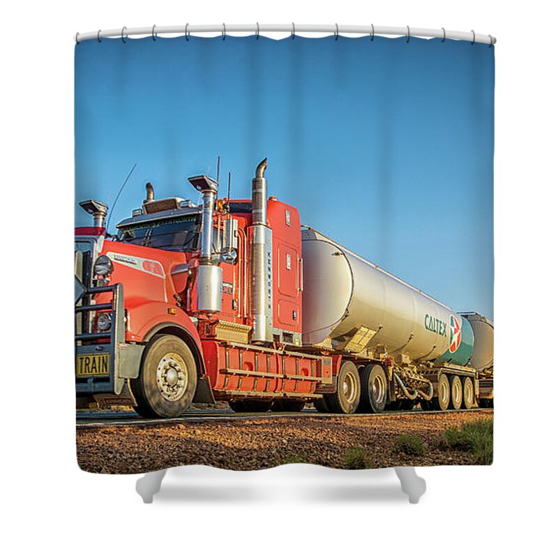 Australia Shower Curtain featuring the photograph Petrol road train by Martin Capek