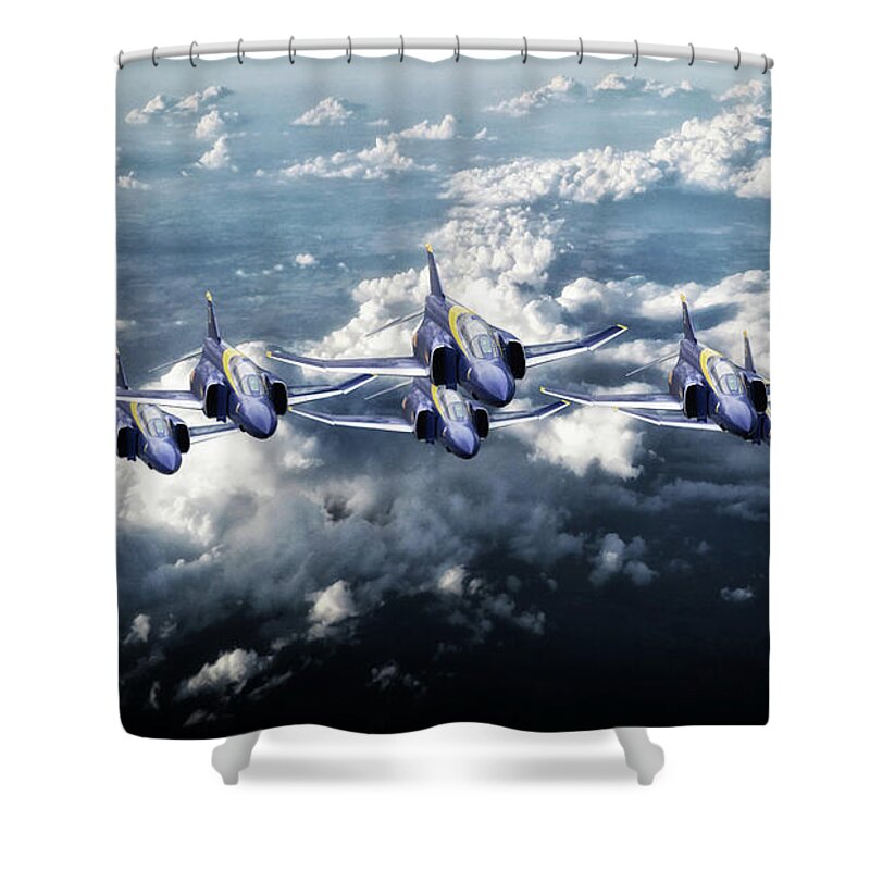 Blue Angels Shower Curtain featuring the digital art Phantom Angels by Airpower Art