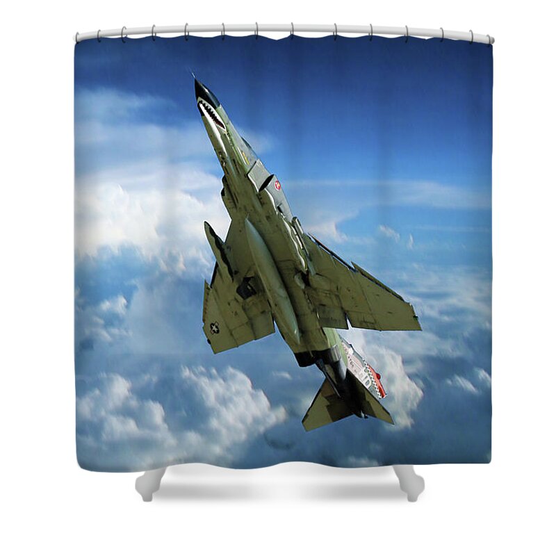 F-4 Shower Curtain featuring the digital art Phantom Power Out by Airpower Art