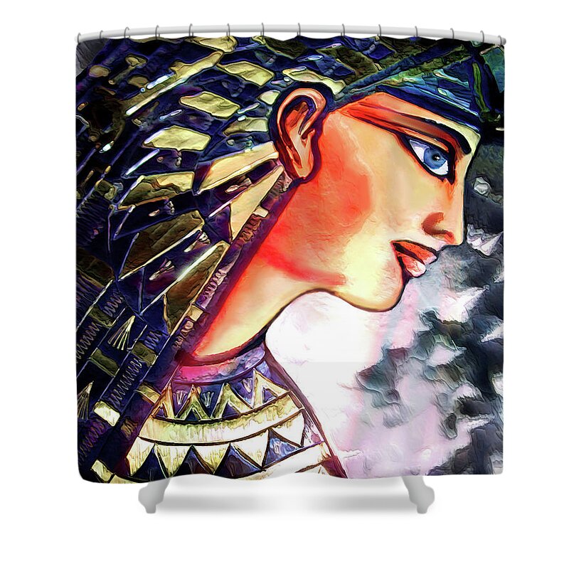 Pharoah Shower Curtain featuring the digital art Pharoah of Egypt by Pennie McCracken