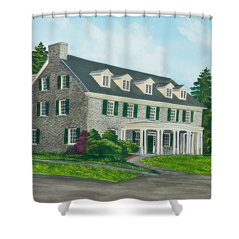 Colgate University Shower Curtain featuring the painting Phi Gamma Delta by Charlotte Blanchard