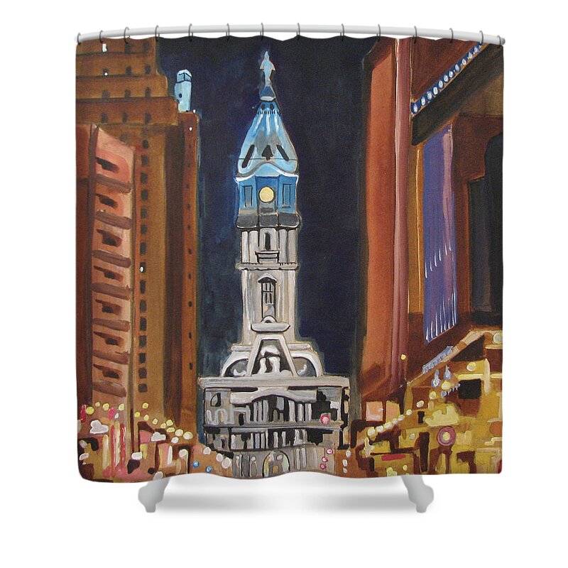 Landmarks Shower Curtain featuring the painting Philadelphia City Hall by Patricia Arroyo