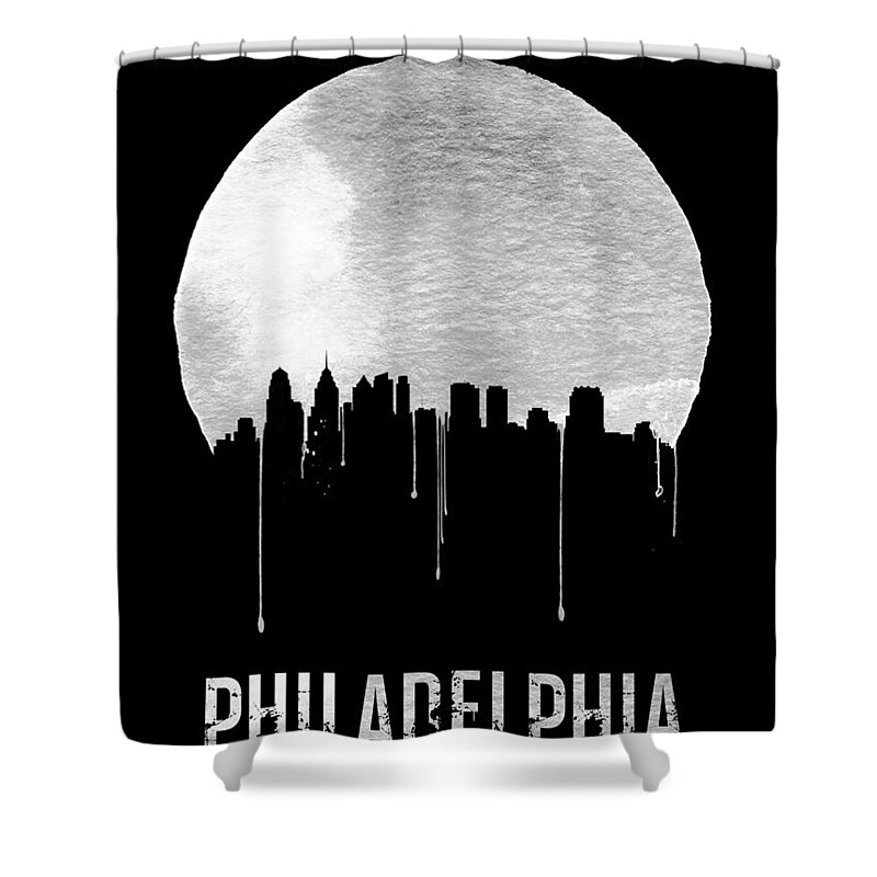 Philadelphia Shower Curtain featuring the painting Philadelphia Skyline Black by Naxart Studio
