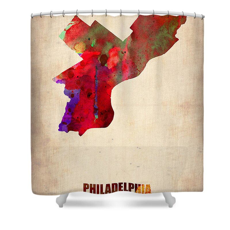 Philadelphia Shower Curtain featuring the digital art Philadelphia Watercolor Map by Naxart Studio