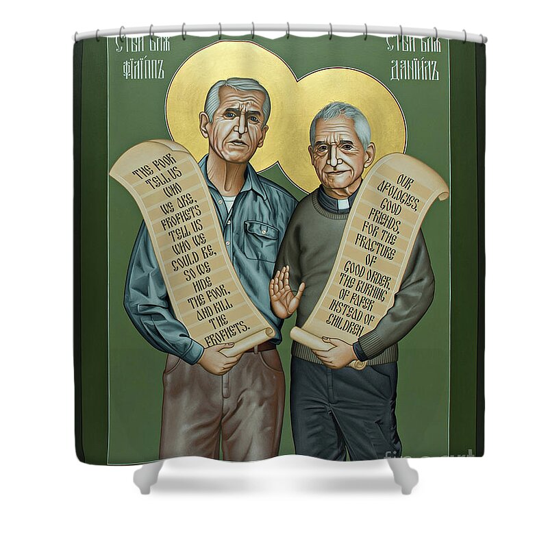 Philip And Daniel Berrigan Shower Curtain featuring the painting Philip and Daniel Berrigan by Br Robert Lentz OFM
