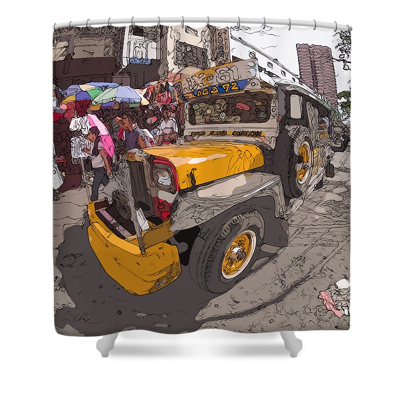 Philippines Shower Curtain featuring the painting Philippines 1261 Jeepney by Rolf Bertram