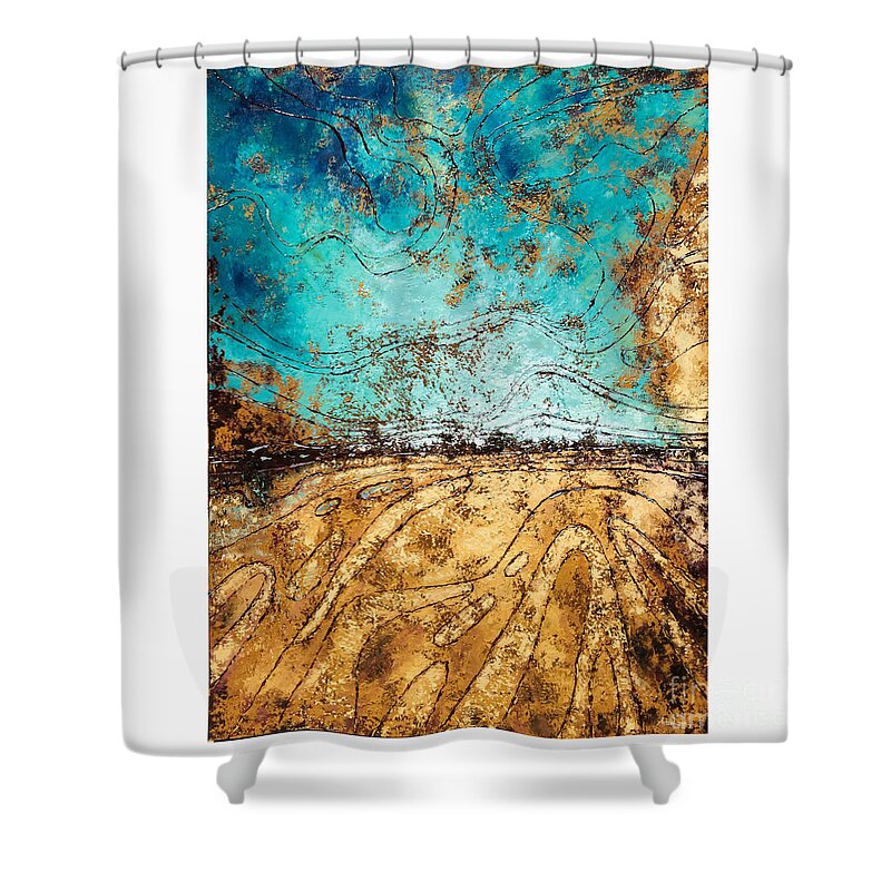 Abstract Shower Curtain featuring the painting Phoenix by Natalia Astankina