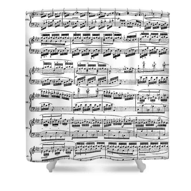 Beethoven Shower Curtain featuring the drawing Piano Sonata in A flat by Beethoven by Ludwig van Beethoven