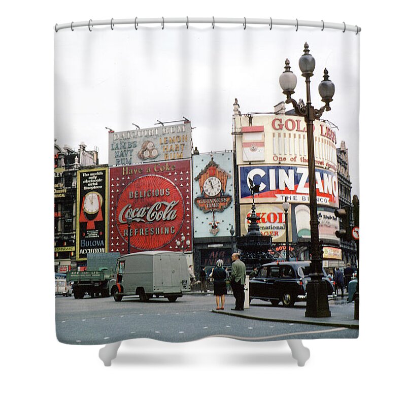 Piccadilly Circus Shower Curtain featuring the photograph Piccadilly Circus 1950's by Wernher Krutein