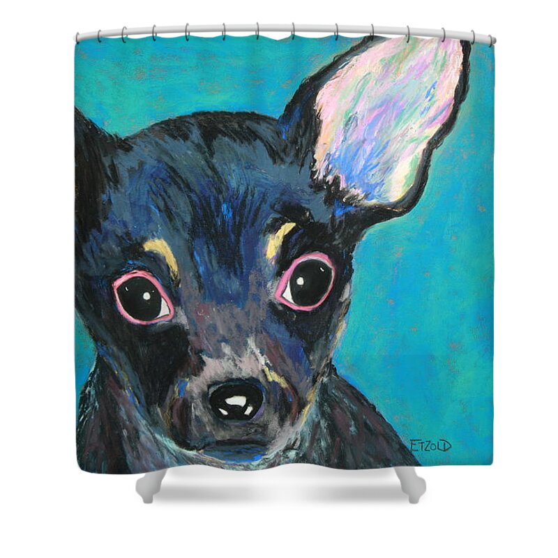 Dog Shower Curtain featuring the painting Pico by Melinda Etzold