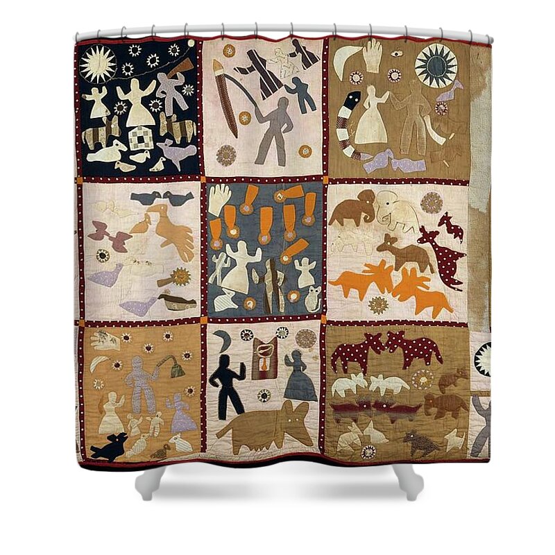 Pictorial Quilt American (athens Shower Curtain featuring the painting Pictorial quilt American by Harriet Powers
