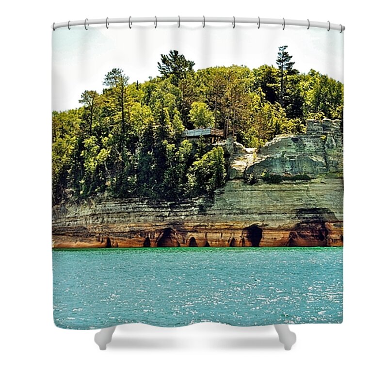 Landscape Shower Curtain featuring the photograph Pictured Rock 6323 by Michael Peychich