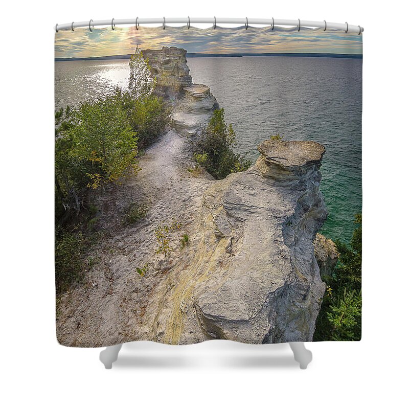 Miners Castle Shower Curtain featuring the photograph Pictured Rocks Miners Castle -4681 Michigan's Upper Peninsula by Norris Seward