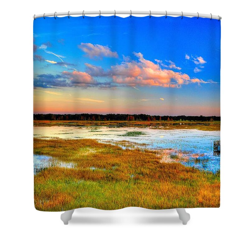 Florida Shower Curtain featuring the photograph Pier at Sunset by Richard Zentner