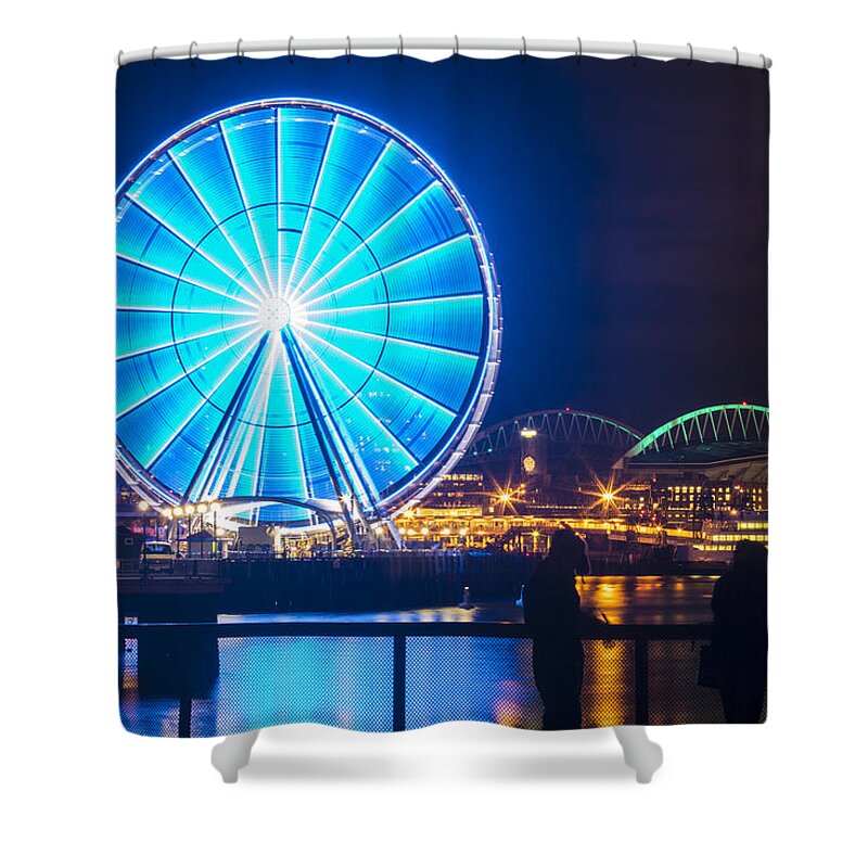 Seattle Shower Curtain featuring the photograph Pier Fishing by the Great Wheel by Matt McDonald