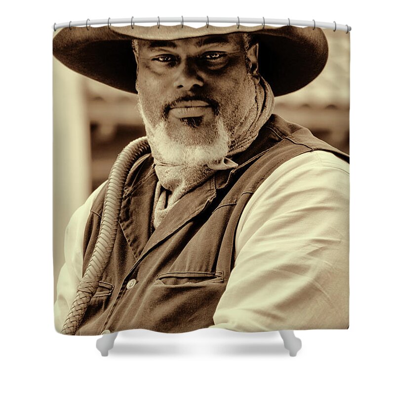 Cowboy Hat Shower Curtain featuring the photograph Piercing Eyes of the Cowboy by Jeanne May