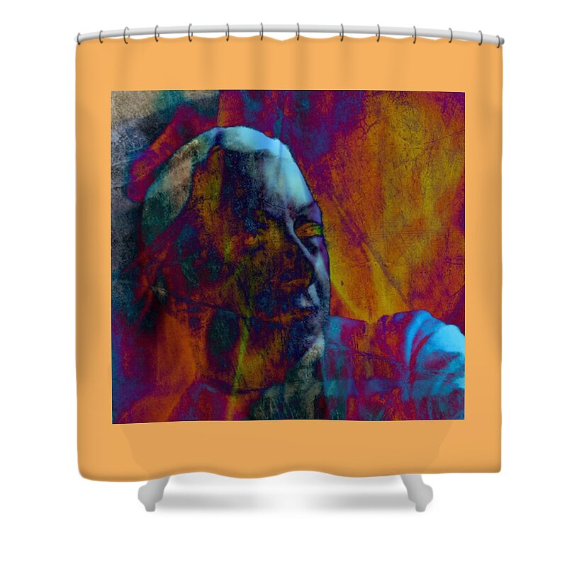 Abstract Shower Curtain featuring the digital art Piercing Light by Lessandra Grimley
