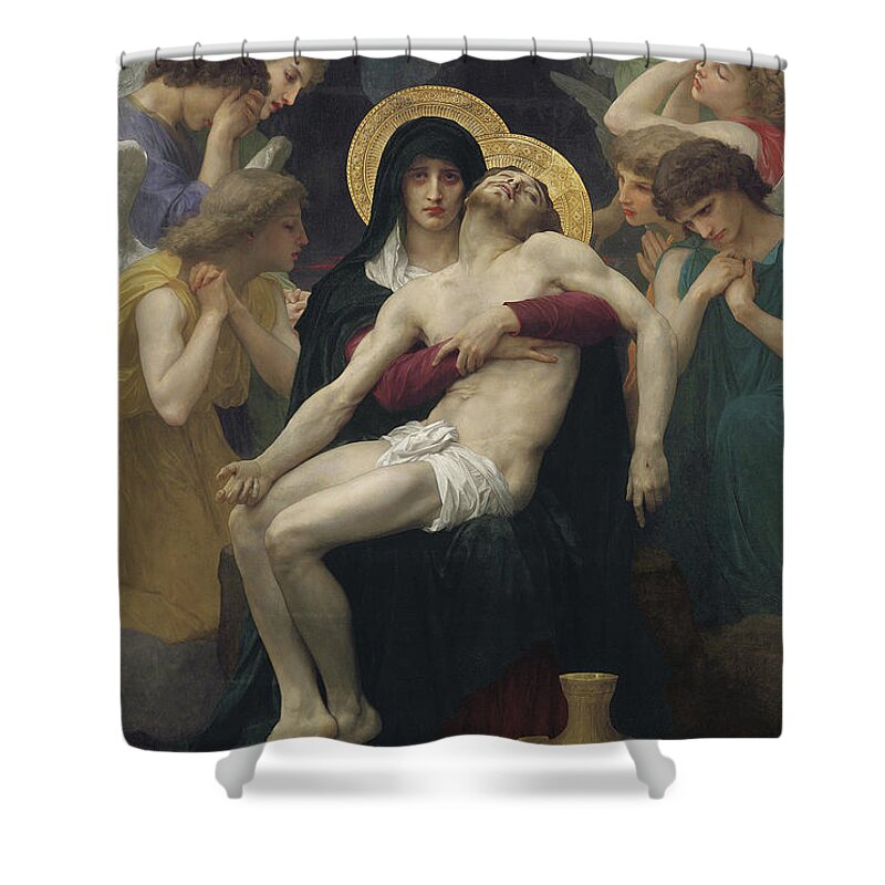 Pieta Shower Curtain featuring the painting Pieta by William Adolphe Bouguereau