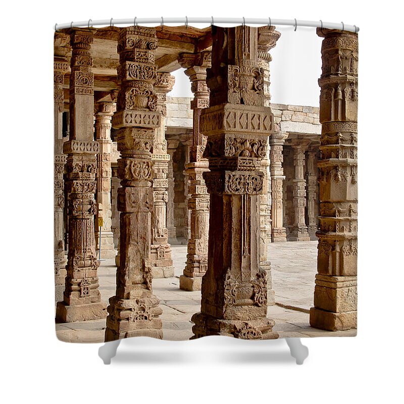 Pillars Shower Curtain featuring the photograph Pillars at Qutb Minar 2 by Elena Perelman