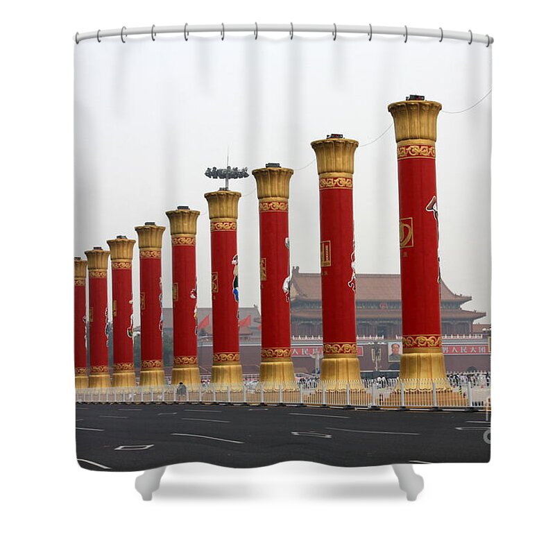 Pillars Shower Curtain featuring the photograph Pillars at Tiananmen Square by Carol Groenen
