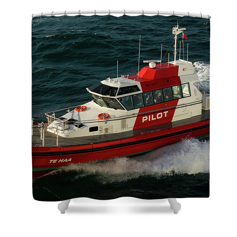 Pilot Boat Shower Curtain featuring the photograph Pilot Boat Wellington by John Daly