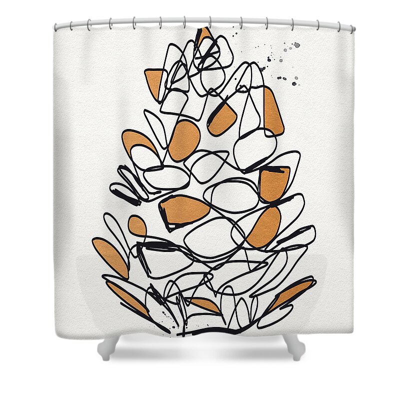 Pinecone Shower Curtain featuring the mixed media Pine Cone- Art by Linda Woods by Linda Woods