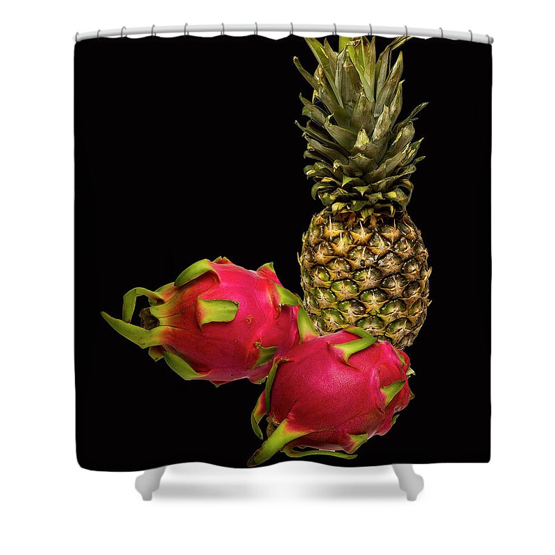 Dragon Fruit Shower Curtain featuring the photograph Pineapple and Dragon Fruit by David French