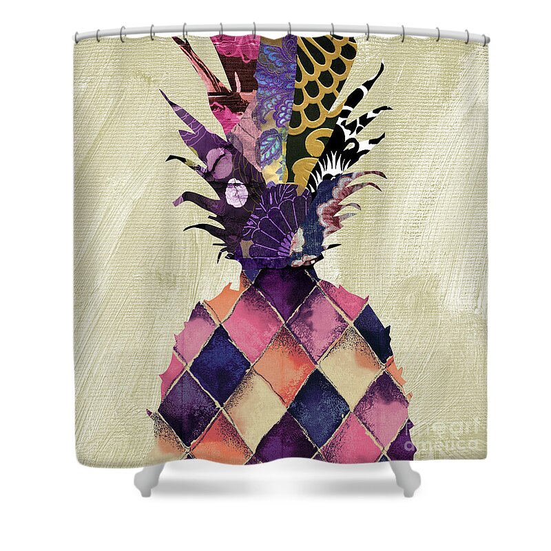 Pineapple Shower Curtain featuring the painting Pineapple Brocade II by Mindy Sommers