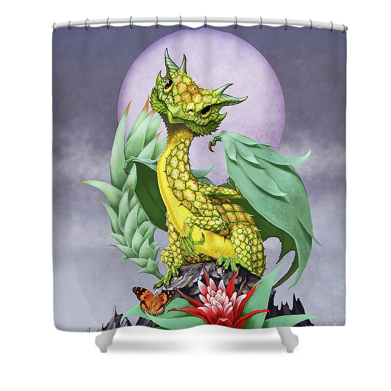 Pineapple Shower Curtain featuring the digital art Pineapple Dragon by Stanley Morrison