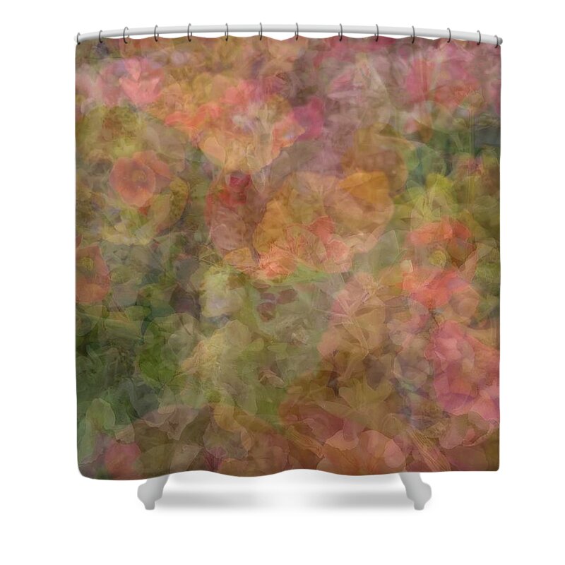 Flowers Shower Curtain featuring the photograph Pink Blossoms Clutter Collage by Kathy Barney