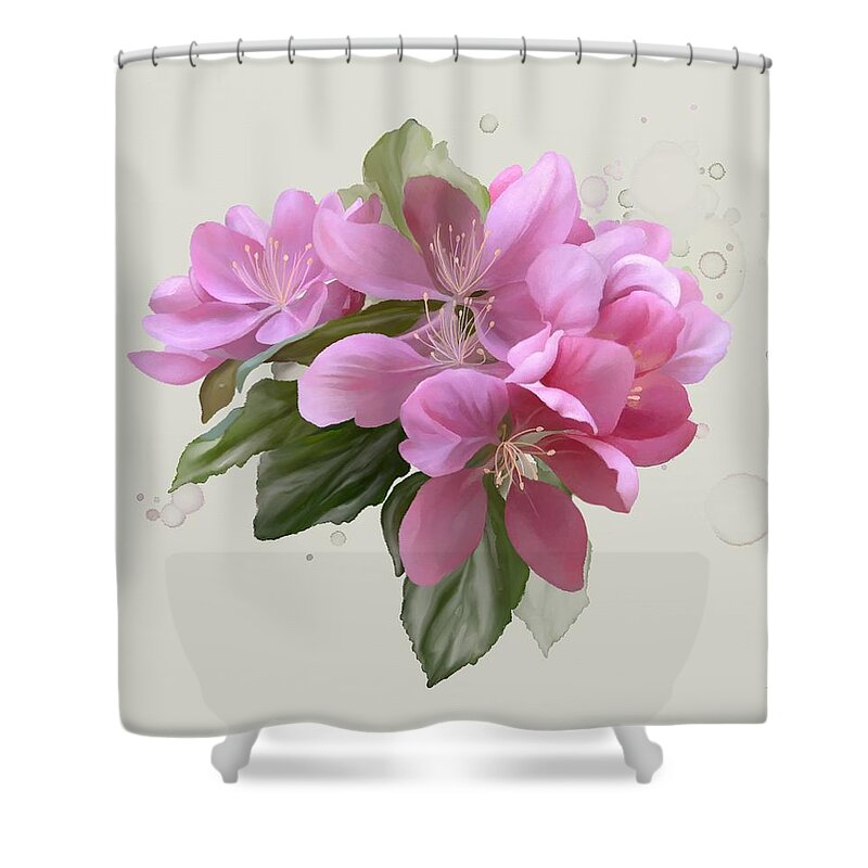  Floral Shower Curtain featuring the painting Pink blossoms by Ivana Westin