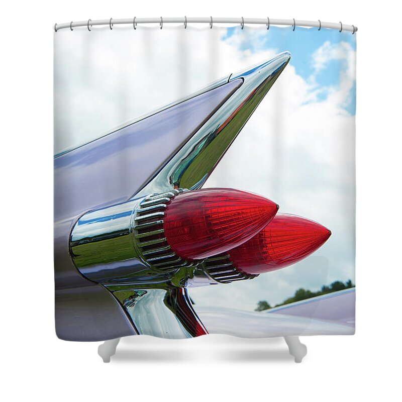 Helen Northcott Shower Curtain featuring the photograph Pink Cadillac by Helen Jackson