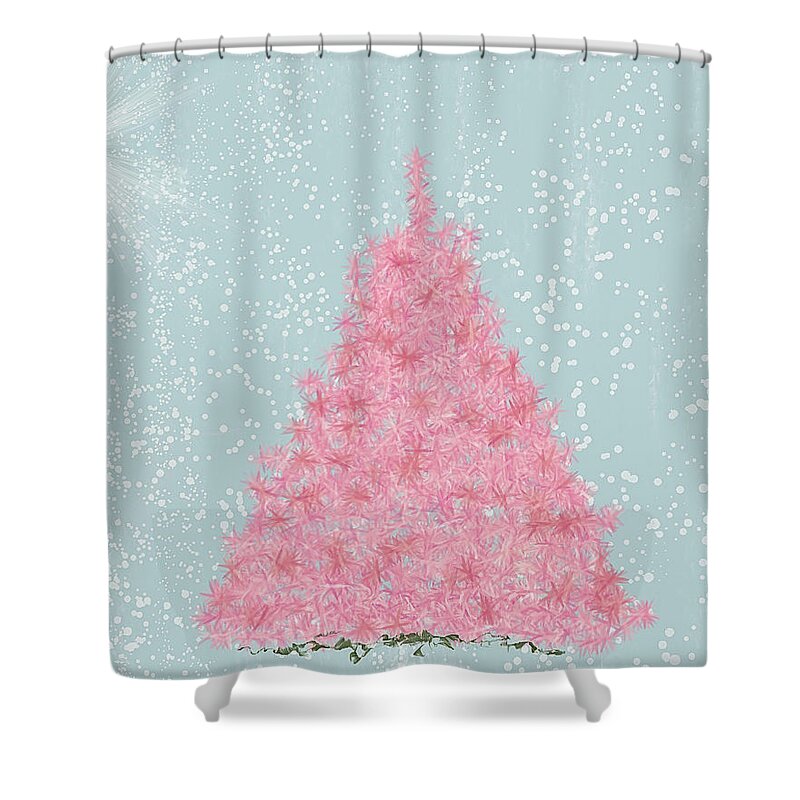 Christmas Shower Curtain featuring the photograph Pink Christmas Tree by Peggy Blackwell