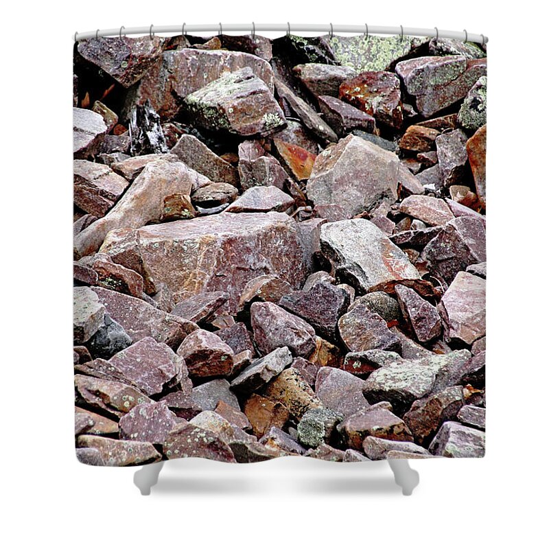 Granite Shower Curtain featuring the photograph Pink Granite Rock Abstract by Debbie Oppermann