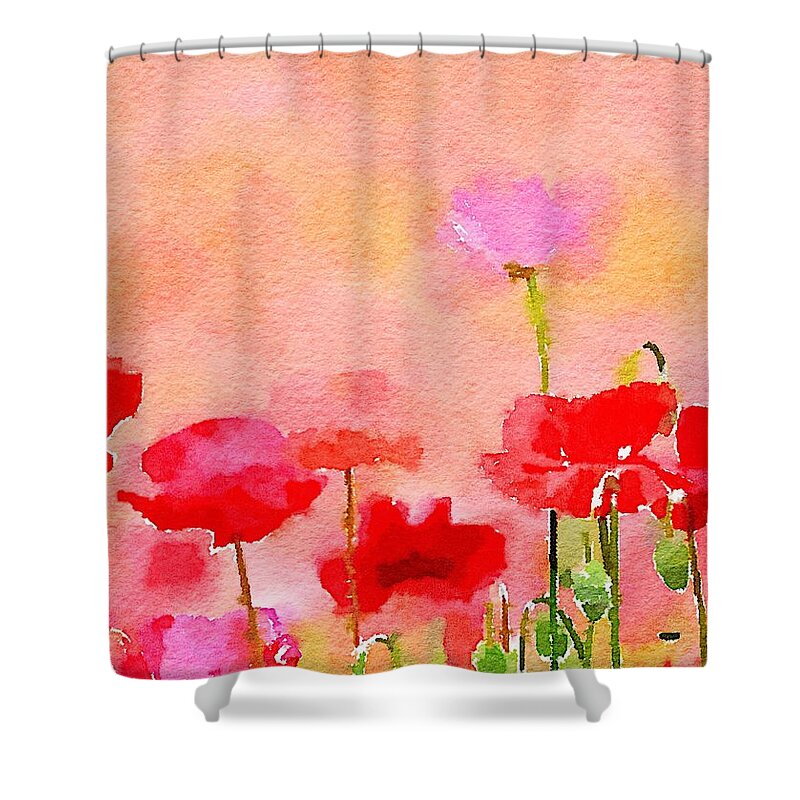 Flowers Shower Curtain featuring the digital art Pink by Joe Roache