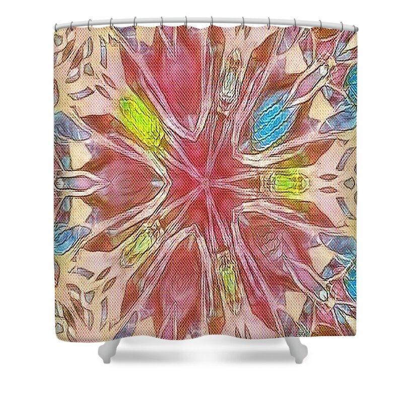 Pink Kaleidoscope Shower Curtain featuring the pastel Pink Kaleidoscope by Brenae Cochran