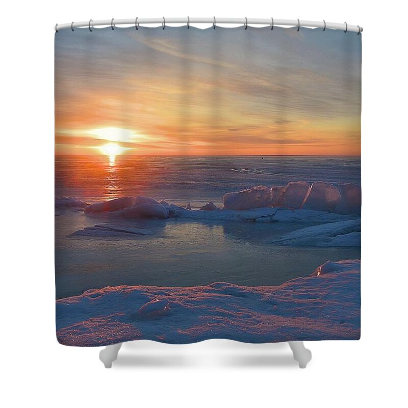Abstract Shower Curtain featuring the digital art Pink Light At Sunrise by Lyle Crump
