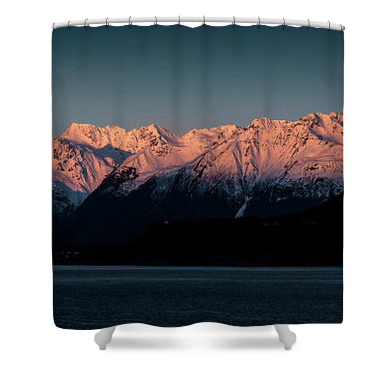 Landscape Shower Curtain featuring the photograph Pink Peaks II by Matt Swinden